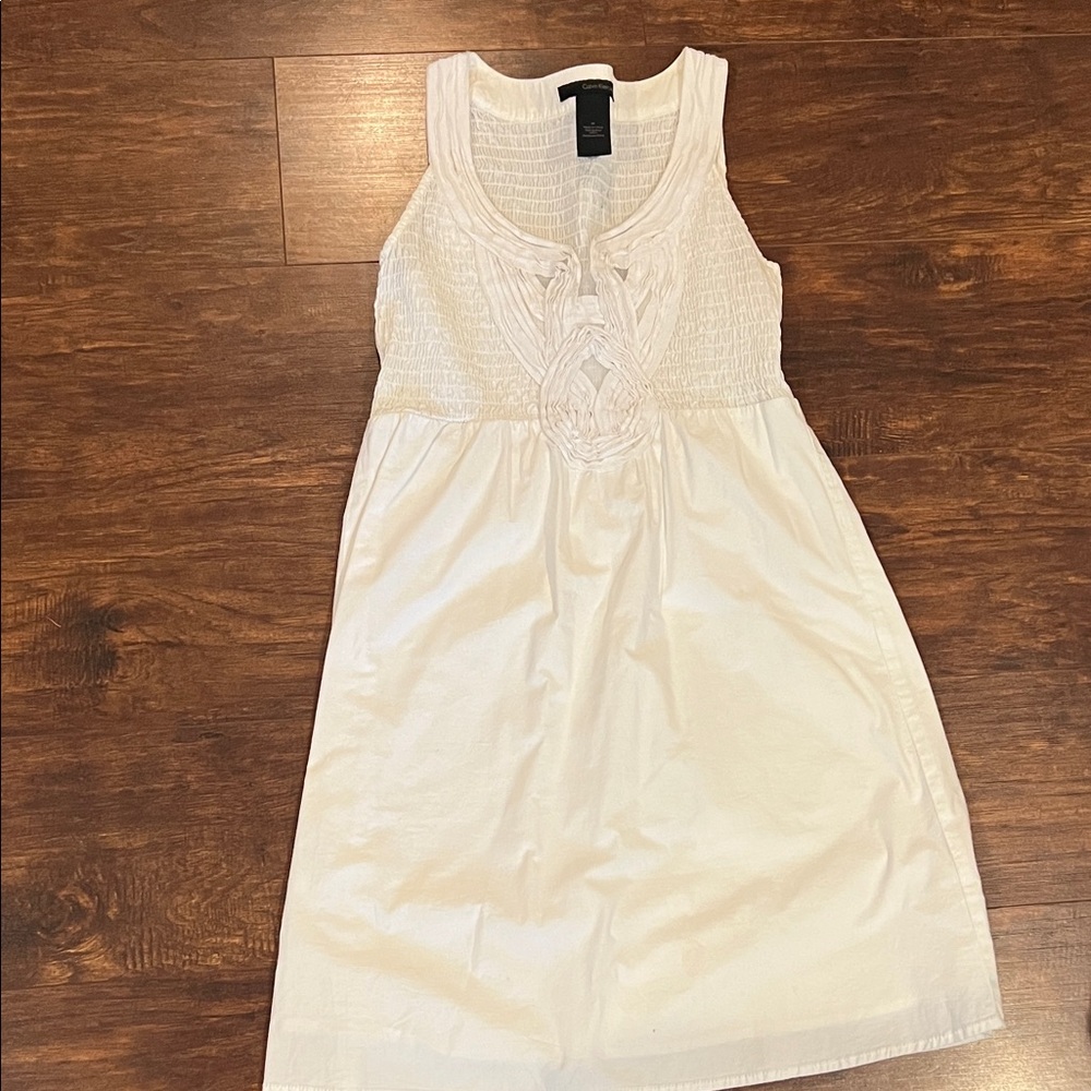 White Sleeveless Cotton Dress